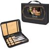 Wanapix | Set per Barbecue Personalizzato | Include 6 Accessori (2 coltelli, Affilatore, Trinciatrice, Pinzette, Tavola) | Custodia Personalizzata con Nome, Foto e Testo| Super Father
