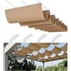 FlySoul Vela Ombreggiante a Onda Retrattile 5x2.5M Tenda da Sole per Esterno Vele Ombreggianti Impermeabile Telo Parasole con Fune Occhiellato Protezione UV Tenda Vela per Giardino Terrazza Cachi