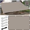 FlySoul Vela Ombreggiante 1.5x3.4M Impermeabile Tenda da Sole per Esterno Vele Ombreggianti Rettangolare Telo Parasole con Fune e Occhiellato Protezione UV Tenda a Vela per Giardino Balcone Terrazza