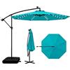 COSTWAY Ombrellone da Giardino 300 cm, 40 Luci LED Solari, Anti-UV, Inclinazione Regolabile, Manovella, 2 Sacchi di Sabbia, 8 Stecche per Esterno Piscina Patio (Turchese)