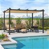 PURPLE LEAF Pergolato da Giardino Pergola 3 x 4 M in Alluminio per Esterno con Tetto a Scomparsa Poliestere Impermeabile e Resistente ai Raggi UV, Khaki