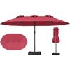RELAX4LIFE Ombrellone Doppio da Giardino 4,5 x 2,4 M, Ombrellone da Balcone con Apertura a Manovella, 2 Sacchi di Sabbia Parasole per Patio, Cortile, Ristorante o Bar (Bordeaux, 443 x 263 cm)