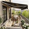 UISEBRT Tenda da sole per balcone, larghezza 300 cm, in alluminio, con braccio snodato in alluminio, protezione solare, a morsetto manuale, con manovella, impermeabile, grigio scuro (360 x 300 cm)