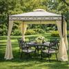 Yellowshop - Gazebo in Metallo Robusto da Giardino 3x3 e 3x4 metri con Copertura e Tende laterali antipioggia Design Moderno ed Elegante Crema Manaus (3x3 Metri)
