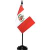 Anley Perù Deluxe Desk Flag Set - 15,2x10,2 cm in miniatura peruviana in PE bandiera da scrivania con 30,5 cm asta solida -esistente allo sbiadimento - base nera e parte superiore lancia