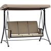 Outsunny Dondolo da Giardino a 3 Posti con Tettuccio Regolabile e Tasche Portaoggetti Marrone 196x128x172cm