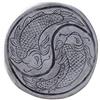 gartendekoparadies.de Bellissimo Trampolino Cinese Giapponese Motivo Koi, Dimensioni Ø 39,5 cm, Altezza 5 cm, Colore Grigio, Peso 13 kg, Realizzato in Pietra colata Resistente al Gelo