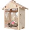 STGBCST Mangiatoia per uccelli sospesa in legno massiccio, casetta per uccelli rustica (21,5 x 13,2 x 10 cm) - Mangiatoia decorativa per uccelli selvatici e giardino
