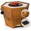 blumfeldt Braciere da Giardino, Bracere da Esterno Legna Esagonale, Braciere con Supporto, Braciere da Esterno Resistente alle Intemperie in Acciaio, Copertura Barbecue, per Campeggio e Terrazzo