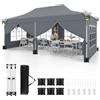 RELAX4LIFE Tenda da Giardino Pop-Up 3 x 6 M con 6 Pareti Laterali, Altezza Regolabile, 12 Picchetti, 6 Corde/Sacchi di Sabbia, per Feste e Matrimoni (Grigio, 3x6m con Pareti Laterali)