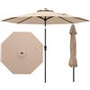 COSTWAY Ombrellone da Giardino 270 cm, Ombrellone da Esterno con Inclinazione Regolabile, Manovella, 8 Stecche, Tettuccio Ventilato, per Spiaggia, Bordo Piscina (Marrone, 270 cm 8 Stecche)