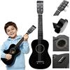 Chitarra 25 Pollici Legno Massello Mini Chitarra Nera per Principianti, Bambini
