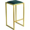 FERRO Sedia da bar 64 cm Oro - Verde - Sedia da bar moderna in metallo senza schienale in stile loft con seduta imbottita