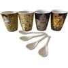 Enesco Klimt 523623 Set di 4 Tazze con Cucchiaio, Ceramica, Modelli Assortiti, 7 x 6 x 1 cm