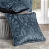 Curtina - Cuscino in velluto blu navy (43 x 43 cm) - Cuscino damascato blu per soggiorno/camera da letto - Cuscino imbottito jacquard blu goffrato (cuscini con federe incluse) - Tende coordinate