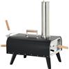 Outsunny Forno per Pizza Pieghevole e Portatile con Pala e Pietra, in Acciaio e Legno, 81x40x72 cm, Nero | Aosom Italy