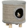 PawHut Cuccia per Gatti 3 in 1 Sgabello Poggiapiedi Letto per Gatti con Tiragraffi Gambe in Legno Piuma 36x36x38 cm Grigio | Aosom Italy