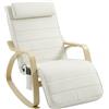 HOMCOM Poltrona a Dondolo con Massaggio e Riscaldamento, poggiatesta e poggiapiedi, Sedia con Rivestimento in Velluto, 67x106x92 cm, Bianco e Crema | Aosom Italy