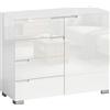 HOMCOM Credenza Moderno con 4 Cassetti, Mobile da Cucina con Chiusura Ammortizzata, 100x40x80 cm, Bianco | Aosom Italy