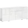 HOMCOM Credenza Moderno con 4 Ante e Ripiani Regolabili, Mobile Cucina con Chiusura Ammortizzata, 180x40x80 cm, Bianco | Aosom Italy
