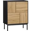 HOMCOM Credenza Moderno con Ante a Pressione e 4 Vani, Mobile per Soggiorno e Cucina, 60x35x78 cm, Nero | Aosom Italy