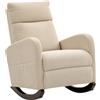 HOMCOM Sedia a dondolo imbottita in velluto a coste, Sedia con tasche laterali per soggiorno e camera da letto, 94x67x105 cm, Beige | Aosom Italy