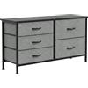 HOMCOM Cassettiera con 5 Cassetti in Tessuto, Telaio in Acciaio per Camera da Letto, Soggiorno e Ufficio, 100x30x53 cm, Grigio Scuro e Nero | Aosom Italy
