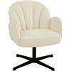 HOMCOM Poltrona da salotto girevole con schienale a forma di conchiglia e cuscino a molle, Sedia in velluto, 64,5x68x80 cm, beige | Aosom Italy