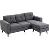 HOMCOM Divano Angolare 3 posti a forma di L con Chaise Longue Reversibile e Effetto Velluto a Coste, 192x137x84 cm, Grigio scuro | Aosom Italy