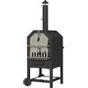 Outsunny Forno per Pizza 2-in-1 da Esterno con Pietra per Pizza, Cassetto per la Cenere, 2 Griglie e Termometro, 66x45x158 cm, Nero | Aosom Italy