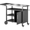 Outsunny Carrello per Barbecue con Piano Pieghevole e Ganci in acciaio inossidabile da Giardino, 127x51x84 cm, Nero | Aosom Italy