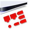 WXYINSPAS 7 tappi antipolvere in silicone compatibili con console PS5 Digital & Disc Edition, protezione antipolvere per interfaccia USB HDMI tipo A/C LAN, spina antipolvere rossa (A)
