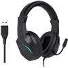 Tomvorks Cuffie da Gioco con Luce LED, Comode Cuffie Over-ear per PC, Microfono Trasparente per Comunicazioni di Gioco, Scelta Versatile Tutti i Giocatori, (OY733USB)