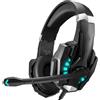 Aumotop KOTION EACH G9000 Pro Auricolari con Cancellazione del Rumore con Microfono e Controllo del Volume per Laptop/tablet, Cuffie da Gioco Luce LED, Adatte per Console di Gioco/PC Desktop, (#1)