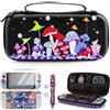 RHOTALL Custodia colorata per Nintendo Switch OLED, kit di accessori 8 in 1, custodia da viaggio con custodia protettiva rigida, pellicola protettiva per lo schermo, cinghia, 2 tappi per pollice