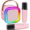 Generic Karaoke Bluetooth con Microfono, Speaker Portatile con Luci LED Colorate, Tecnologia Bluetooth 5.3, Compatibile con Telefono iPad Computer PC (rosa)