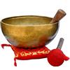 OSNICA Campane tibetane tibetane antiche in metallo martellato tibetano antico dell'Himalaya 7 campane da meditazione, per preghiera curativa, yoga con mazzetto e cuscino (25 cm)