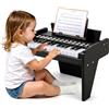 GYMAX Tastiera Pianoforte per Bambini in Legno, Pianoforte Digitale a 25 Tasti con Leggio, Tasti Illuminati, 6 Strumenti e 8 Percussioni, Strumento Educativo Musicale per Bambini 3+ Anni (Nero)