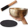TENET - Campana tibetana Chö-pa fatta a mano in rame, stagno e 8 metalli nobili + Batacchio piu Base in Lana (25 cm)