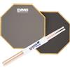 Generisch Evans RF12D Real Feel 2-IN-1 Practice Pad 2 lati + 1 paio di bacchette Keepdrum