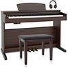 Gear4music DP10X Pianoforte Digitale 88 Tasti Pesati Marrone con Supporto e 3 Pedali