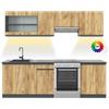 Vicco Cucina componibile R-Line, Rovere dorato/Antracite 240 cm | senza piano di lavoro con striscia LED, con moduli posizionabili variabilmente e piedini regolabili in altezza