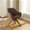 Zouron sedie da pranzo,sedie da ufficio per la casa, poltrone da salotto（Rotazione a 360°）,Ergonomia,Marrone scuro(Veluri+Piedi in legno),Una sedia