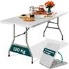 Avilia - Tavolo Pieghevole da Pranzo Salvaspazio per Cucina e Soggiorno, Richiudibile e Portatile con Blocco di Sicurezza, Superficie in HDPE per 6 Persone, 180x70x74 cm (Bianco)