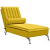vidaXL Chaise Longue Massaggi con Cuscino a Rullo Giallo in Velluto, divano letto, divano letto moderno, divano letto contemporaneo, dormeuse