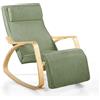Brigros WeHome - Sedia A Dondolo Swing Amor Con Braccioli In Legno, Rocking Chair, Poltrona A Dondolo Con Poggiapiedi Regolabile, Poltrona Salotto, Poltrona Camera Da Letto (Tessuto, Verde)