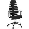HJH Office 714540 Sedia da Ufficio Girevole ERGO LINE II PRO Tessuto Nero, braccioli, poggiatesta, ergonomici Schienale