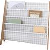 3 Sprouts, Libreria Frontale Montessoriana per Bambini, Ideale per Organizzare e Contenere Libri, Scaffale Libreria Decorata con Gingham Beige, 61x63x25 cm