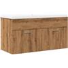 XHNIFBN Mobile sottolavabo con lavello da incasso, rovere Artisan, 90 x 38 x 46 cm, in legno e ceramica bianca, design moderno, robusto e facile da pulire, per piccoli bagni e ospiti