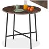 tectake® Tavolo da Pranzo Rotondo Stile Industriale, Supporto in Acciaio Verniciato a Polvere, Tavoli con Piedi Regolabili, Tavolo Cucina per Soggiorno - 80 x 76 cm - Legno industriale scuro